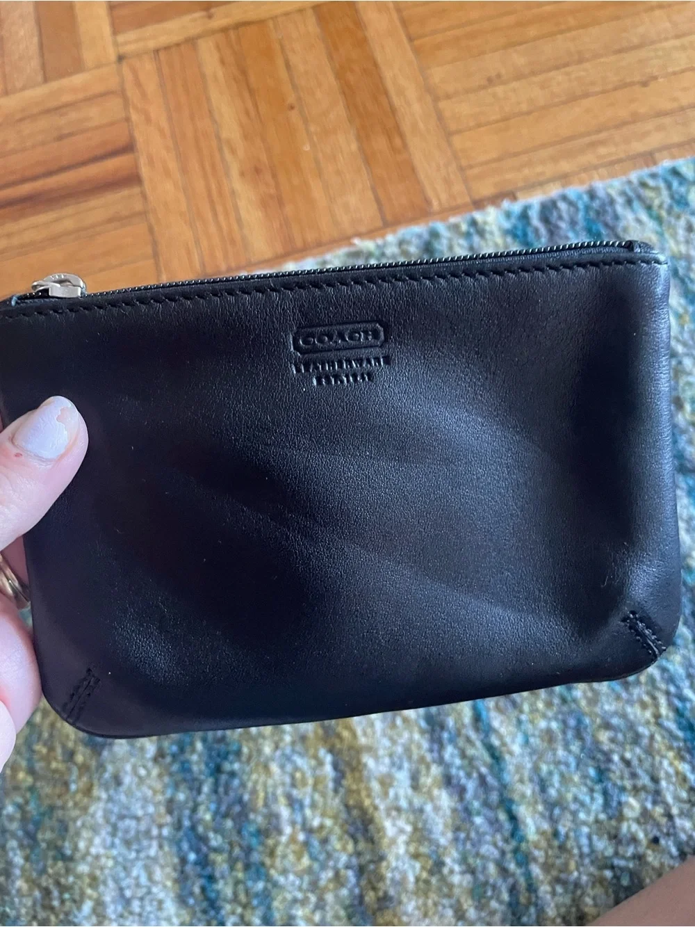 Coach Black Leather Zip Pouch Wallet